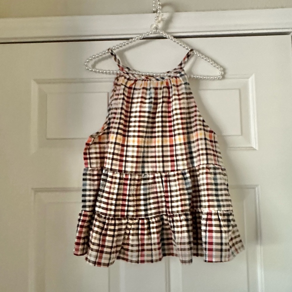 Blue Pepper Gingham Tiered Top